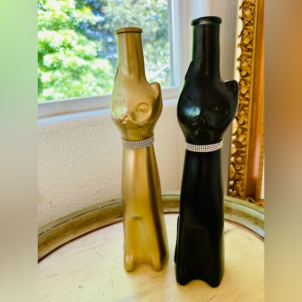 Vintage Cat Bottle Decor Vase Set